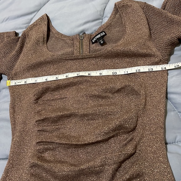 Express Shimmery Bronze fitted stretchy dress. - Picture 15 of 16